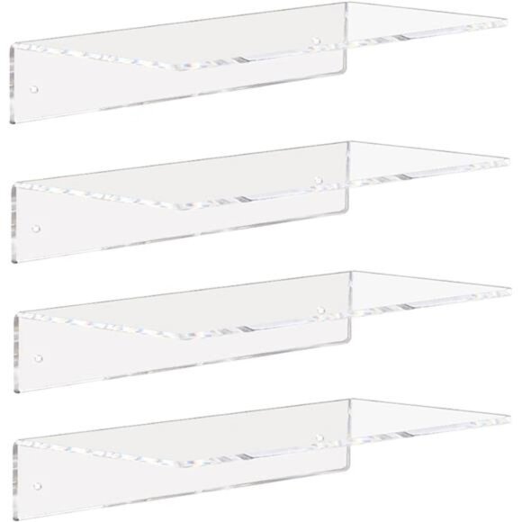 Clear Acrylic Shelves 12 Inch, Floating Wall Mounted Shelf for Wall Storage - Picture 1 of 8